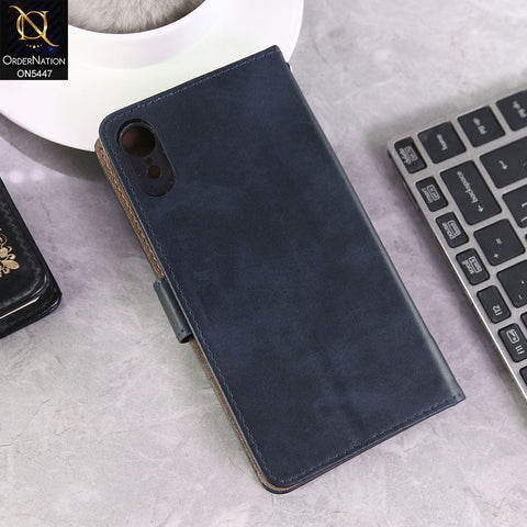 iPhone XR Cover - Blue -  Premium Leather Megantic Flip Book Covers With Card Holding Option