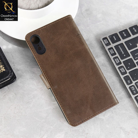 iPhone XR Cover - Dark Brown -  Premium Leather Megantic Flip Book Covers With Card Holding Option