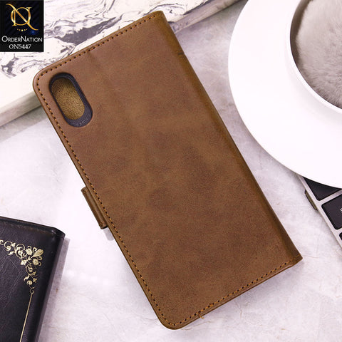iPhone XS Max Cover - Dark Brown -  Premium Leather Megantic Flip Book Covers With Card Holding Option