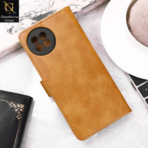 itel S23 Cover - Light Brown -  Premium Leather Megantic Flip Book Covers With Card Holding Option
