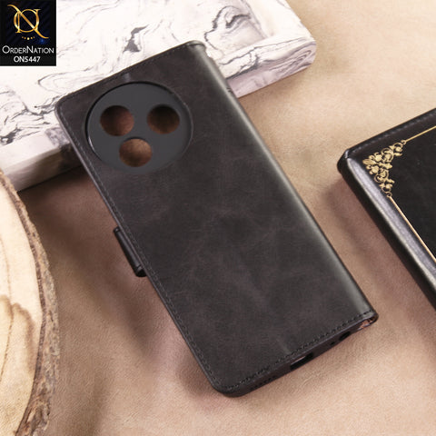 itel S24 Cover - Black - Premium Leather Megantic Flip Book Covers With Card Holding Option
