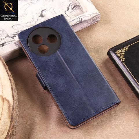 itel S24 Cover - Blue - Premium Leather Megantic Flip Book Covers With Card Holding Option