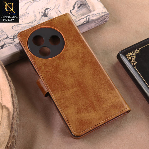 itel S24 Cover - Light Brown - Premium Leather Megantic Flip Book Covers With Card Holding Option