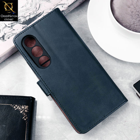 itel S25 Cover - Blue -  Premium Leather Megantic Flip Book Covers With Card Holding Option