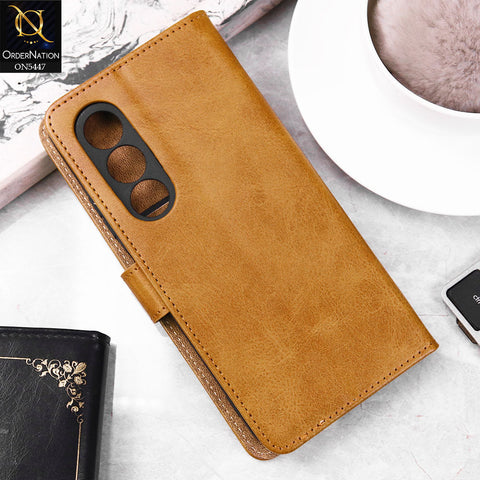 itel S25 Cover - Light Brown -  Premium Leather Megantic Flip Book Covers With Card Holding Option