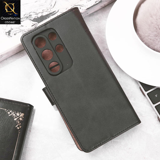 itel S25 Ultra Cover - Black -  Premium Leather Megantic Flip Book Covers With Card Holding Option