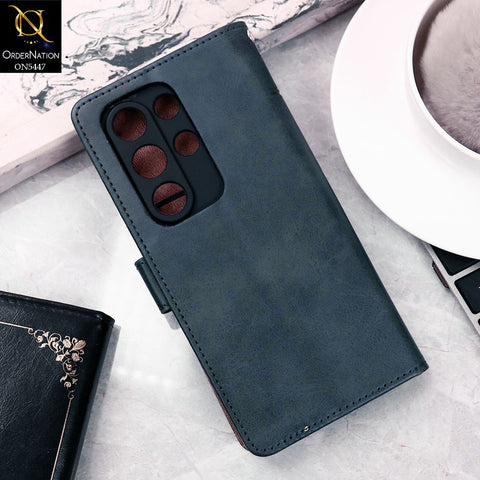 itel S25 Ultra Cover - Blue -  Premium Leather Megantic Flip Book Covers With Card Holding Option