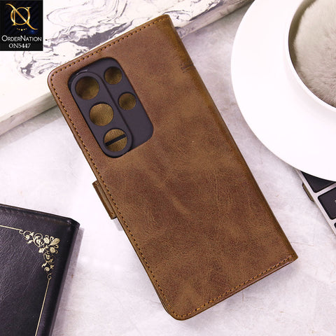 itel S25 Ultra Cover - Dark Brown -  Premium Leather Megantic Flip Book Covers With Card Holding Option