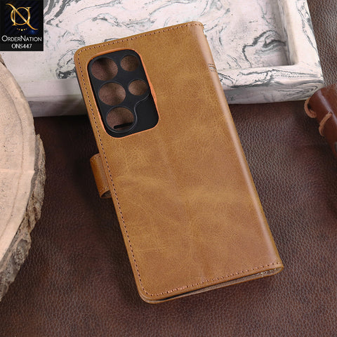 itel S26 Ultra Cover - Light Brown -  Premium Leather Megantic Flip Book Covers With Card Holding Option