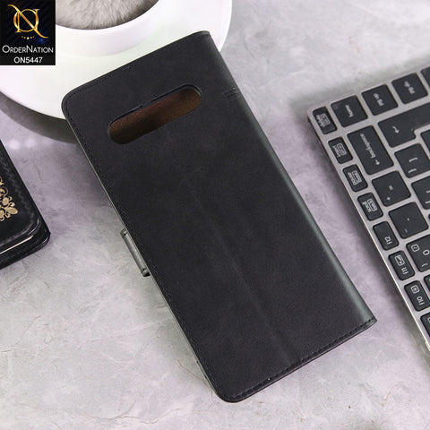 LG V60 Cover - Black -  Premium Leather Megantic Flip Book Covers With Card Holding Option