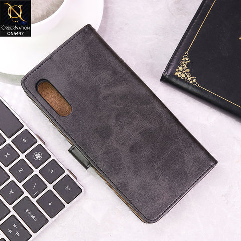 LG Velvet 5G Cover - Black - Premium Leather Megantic Flip Book Covers With Card Holding Option