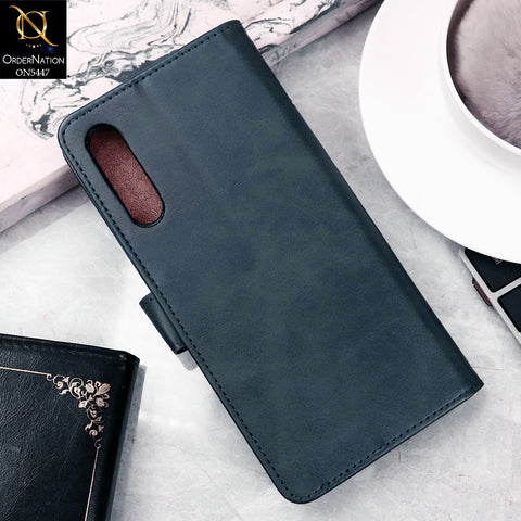 LG Velvet Cover - Blue -  Premium Leather Megantic Flip Book Covers With Card Holding Option