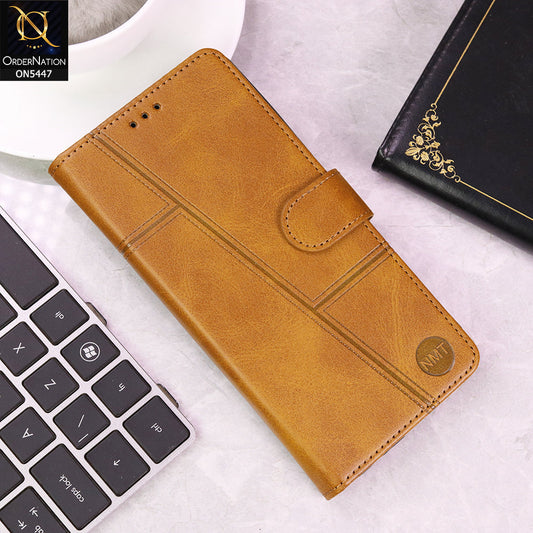 Tecno Spark 30 Pro Cover - Light Brown - Premium Leather Megantic Flip Book Covers With Card Holding Option