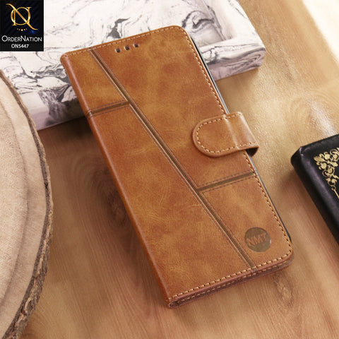 Oppo A6s Pro Cover  - Light Brown - Premium Leather Megantic Flip Book Covers With Card Holding Option