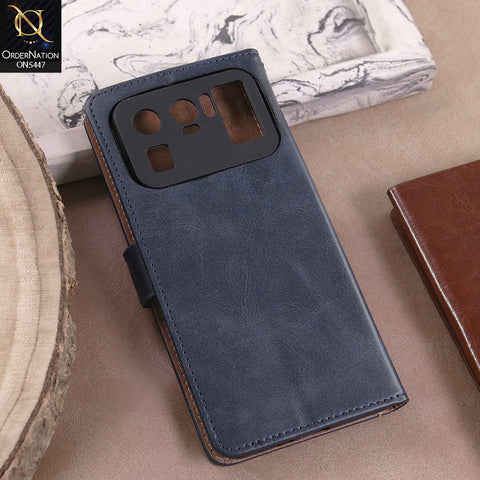 Xiaomi Mi 11 Ultra  - Blue -  Premium Leather Megantic Flip Book Covers With Card Holding Option