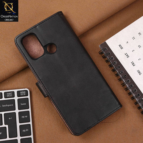 OnePlus Nord N100 Cover - Black - Premium Leather Megantic Flip Book Covers With Card Holding Option