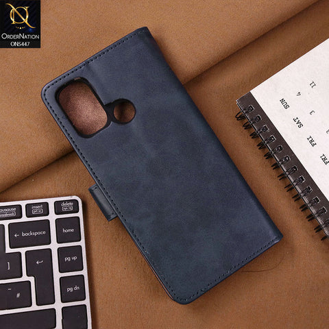 OnePlus Nord N100 Cover - Blue - Premium Leather Megantic Flip Book Covers With Card Holding Option