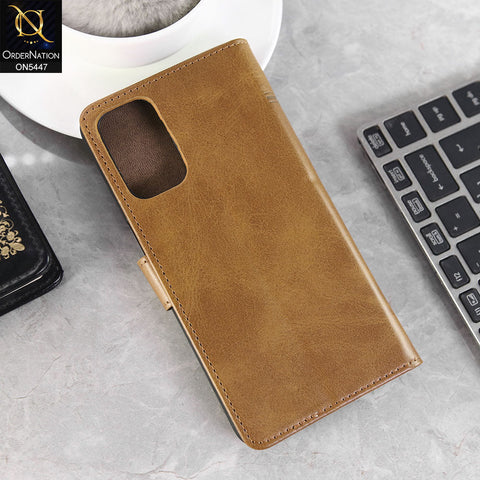 OnePlus Nord N200 5G Cover - Light Brown -  Premium Leather Megantic Flip Book Covers With Card Holding Option