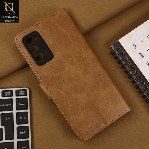 Samsung Galaxy Note 20 Cover - Light Brown - Premium Leather Megantic Flip Book Covers With Card Holding Option