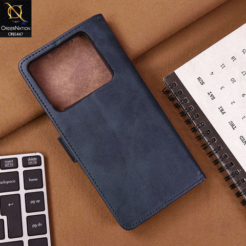 Infinix Note 40 Cover - Blue - Premium Leather Megantic Flip Book Covers With Card Holding Option