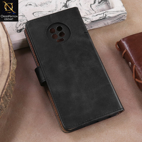 Infinix Note 7  - Black -  Premium Leather Megantic Flip Book Covers With Card Holding Option
