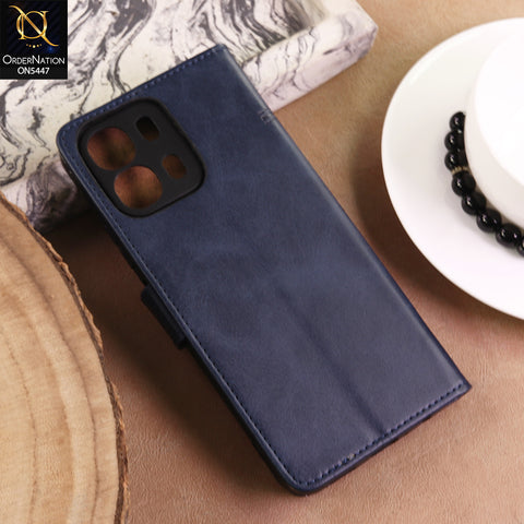 Samsung Galaxy Note Edge Cover  - Blue - Premium Leather Megantic Flip Book Covers With Card Holding Option
