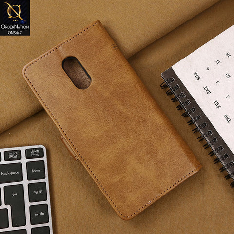 OnePlus 7 Cover - Light Brown - Premium Leather Megantic Flip Book Covers With Card Holding Option