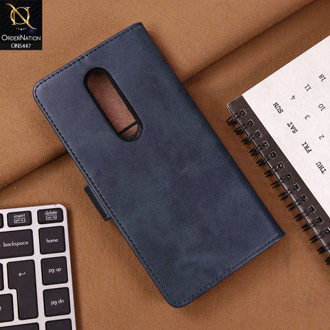 OnePlus 8 Cover - Blue - Premium Leather Megantic Flip Book Covers With Card Holding Option