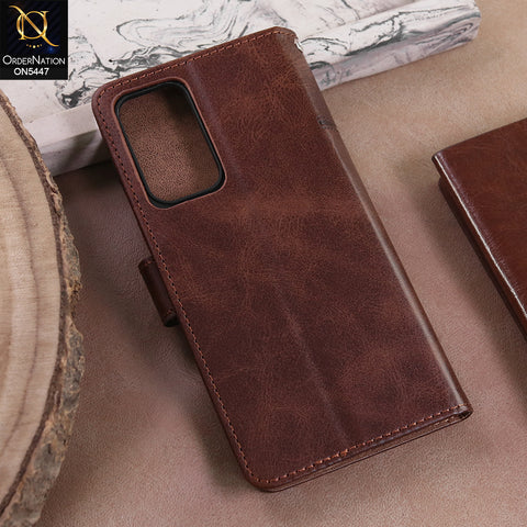 OnePlus 9  - Dark Brown -  Premium Leather Megantic Flip Book Covers With Card Holding Option
