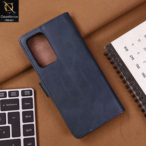 OnePlus 9 Pro Cover - Blue - Premium Leather Megantic Flip Book Covers With Card Holding Option