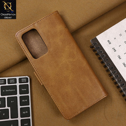 OnePlus 9 Pro Cover - Light Brown - Premium Leather Megantic Flip Book Covers With Card Holding Option