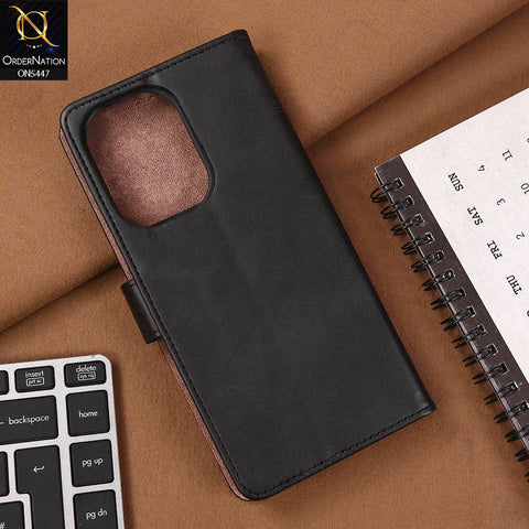 OnePlus Ace 2V Cover - Black - Premium Leather Megantic Flip Book Covers With Card Holding Option