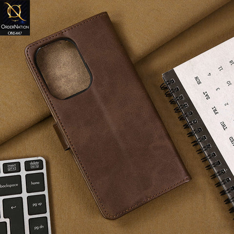 OnePlus Ace 2V Cover - Dark Brown - Premium Leather Megantic Flip Book Covers With Card Holding Option