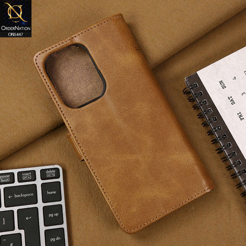 OnePlus Ace 2V Cover - Light Brown - Premium Leather Megantic Flip Book Covers With Card Holding Option