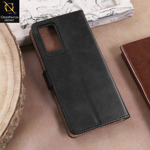 Oppo A54 4G  - Black -  Premium Leather Megantic Flip Book Covers With Card Holding Option