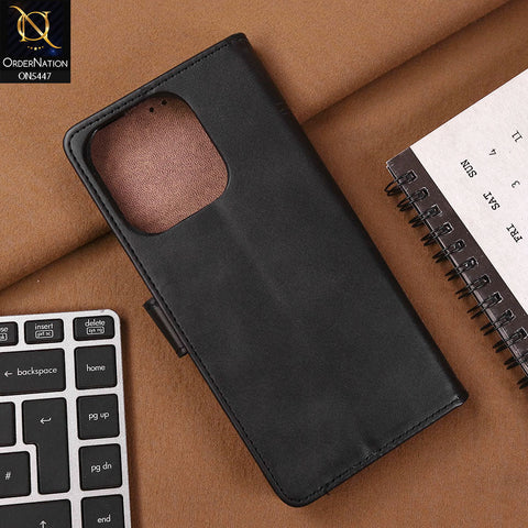 Oppo A5 Pro 5G Cover - Black - Premium Leather Megantic Flip Book Covers With Card Holding Option