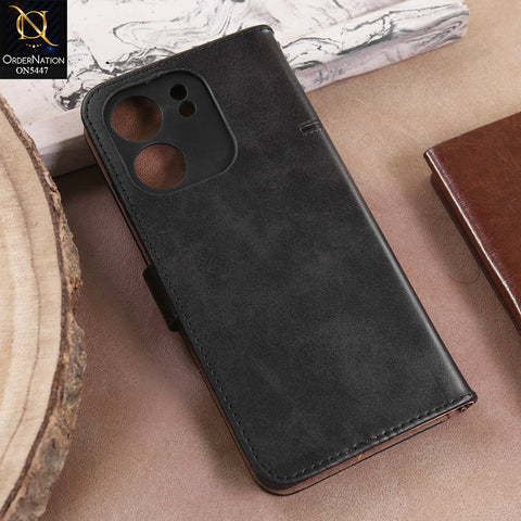 Oppo A5x 4G  - Black -  Premium Leather Megantic Flip Book Covers With Card Holding Option