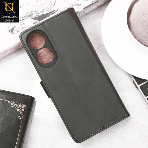 Oppo A60 Cover - Black -  Premium Leather Megantic Flip Book Covers With Card Holding Option