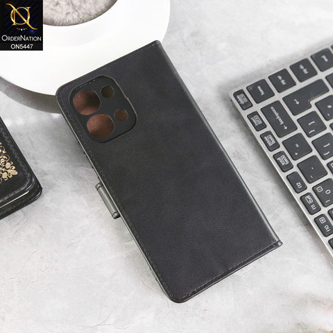 Oppo F31 Cover - Black -  Premium Leather Megantic Flip Book Covers With Card Holding Option