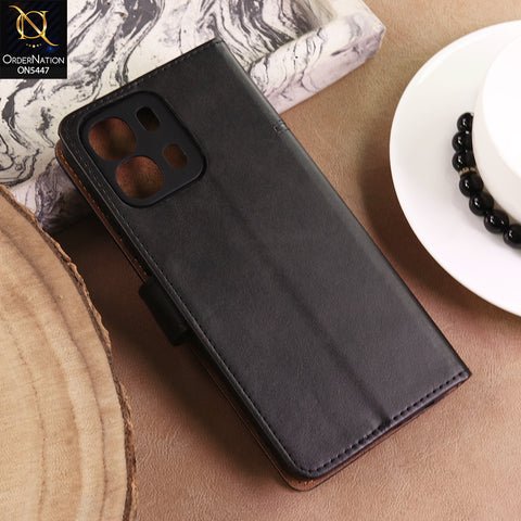 OPPO A6S 4G Cover  - Black - Premium Leather Megantic Flip Book Covers With Card Holding Option