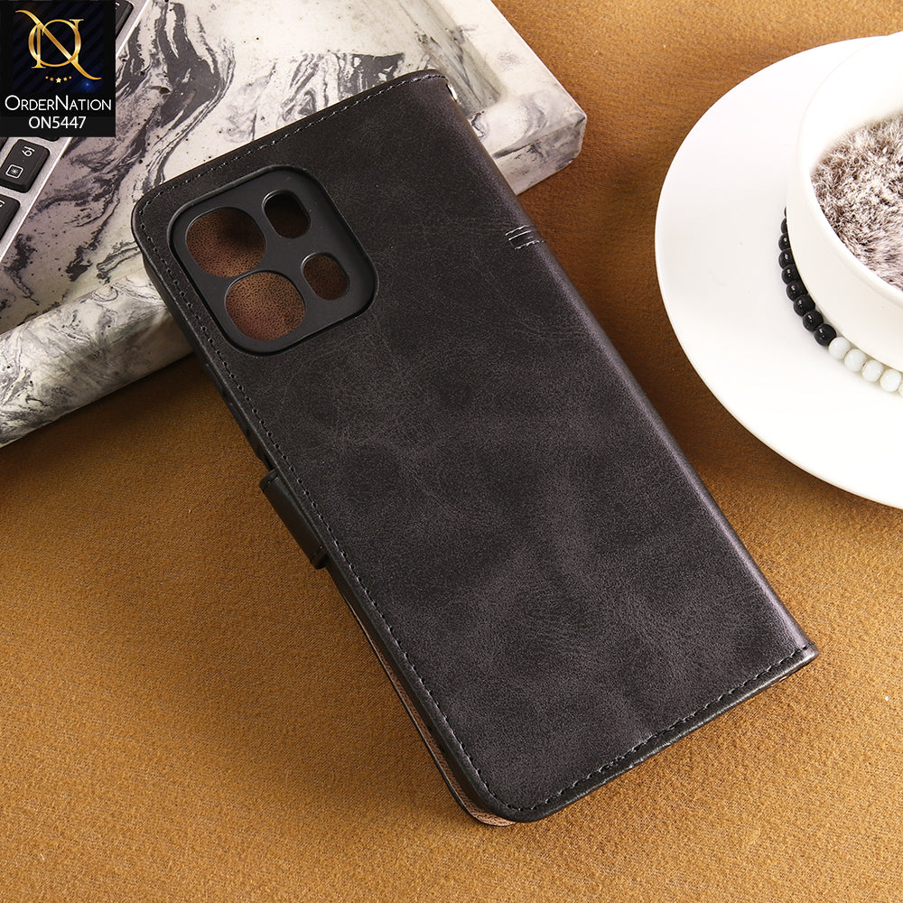 Oppo A6v Cover  - Black - Premium Leather Megantic Flip Book Covers With Card Holding Option