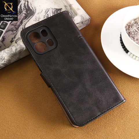 Oppo A6 Cover  - Black - Premium Leather Megantic Flip Book Covers With Card Holding Option