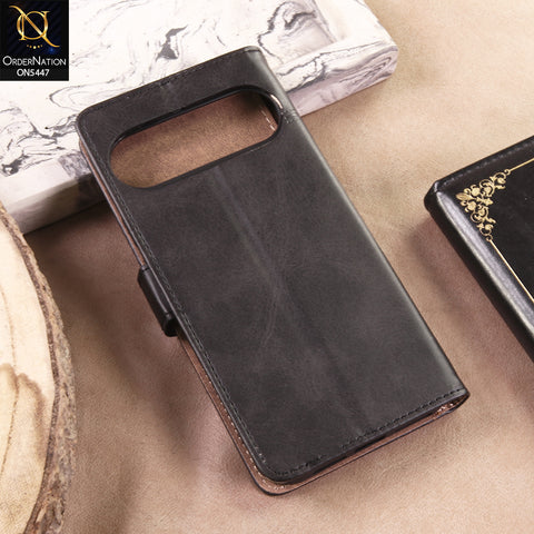 Google Pixel 10 Pro Cover - Black - Premium Leather Megantic Flip Book Covers With Card Holding Option