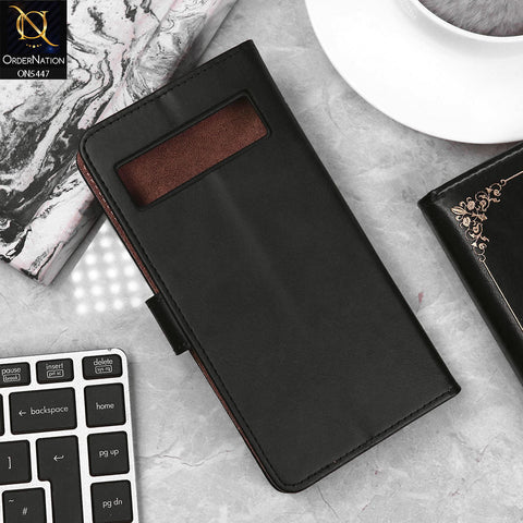 Google Pixel 7 Cover - Black - Premium Leather Megantic Flip Book Covers With Card Holding Option