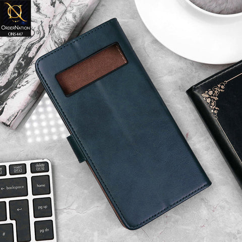 Google Pixel 7 Cover - Blue - Premium Leather Megantic Flip Book Covers With Card Holding Option