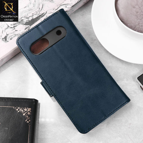 Google Pixel 7a Cover - Blue -  Premium Leather Megantic Flip Book Covers With Card Holding Option