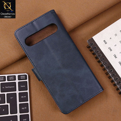 Google Pixel 7 Pro Cover - Blue - Premium Leather Megantic Flip Book Covers With Card Holding Option