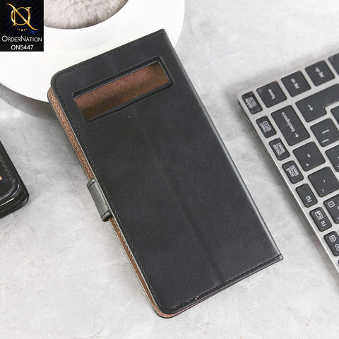 Google Pixel 8a Cover - Black -  Premium Leather Megantic Flip Book Covers With Card Holding Option