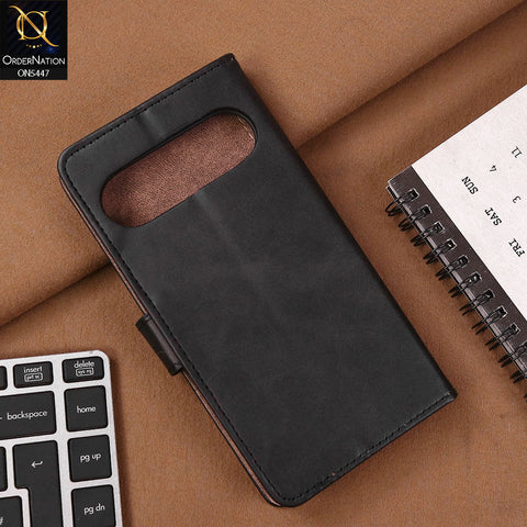 Google Pixel 9 Pro Cover - Black - Premium Leather Megantic Flip Book Covers With Card Holding Option
