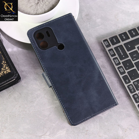 Xiaomi Redmi A1 Plus Cover - Blue -  Premium Leather Megantic Flip Book Covers With Card Holding Option